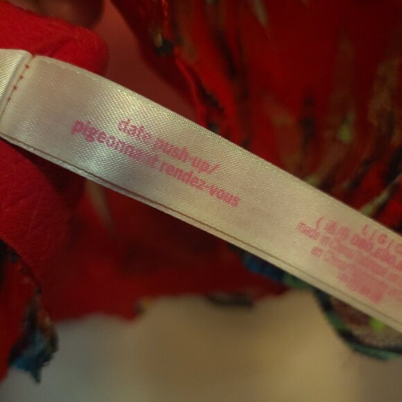 Victoria's Secret Date Push Up Large V Plunge Racerback Red Blue Lace Padded - Picture 2 of 7